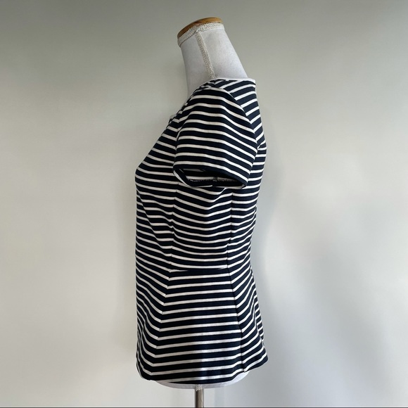 Theory Striped Peplum Top - sz 6 - Picture 4 of 6